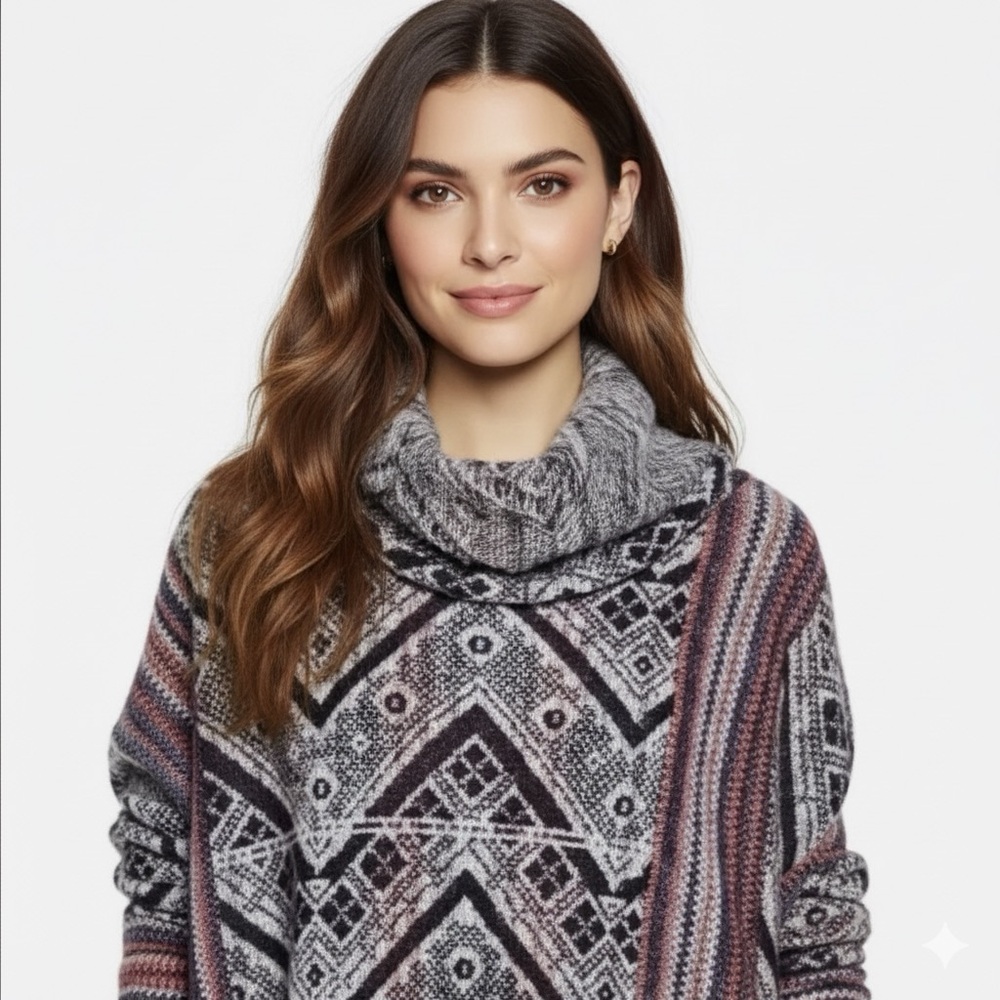 Mossimo Supply Co Fun Boho Poncho Sweater With Fringe Detail - Size S
